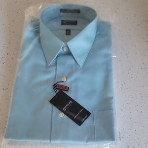 Arrow Wrinkle-Free Fitted Dress Shirt In Pale Turquoise